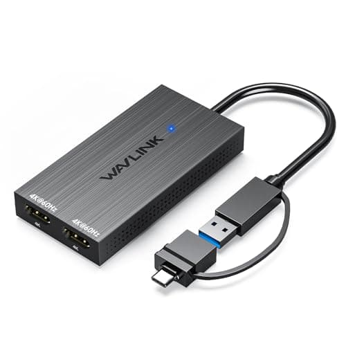 WAVLINK USB 3.0 or USB C to Dual HDMI Splitter Extended Display for Dual Monitor, Displaylink Adapter Dual HDMI 4K 60Hz for Apple Mac M1/M2/M3 or Windows 10/11, USB A/C to HDMI 4K Output - Image 1