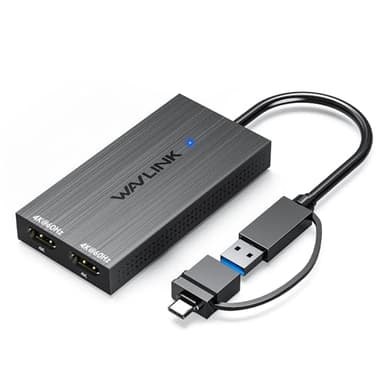 WAVLINK USB 3.0 or USB C to Dual HDMI Splitter Extended Display for Dual Monitor, Displaylink Adapter Dual HDMI 4K 60Hz for Apple Mac M1/M2/M3 or Windows 10/11, USB A/C to HDMI 4K Output - Image 1