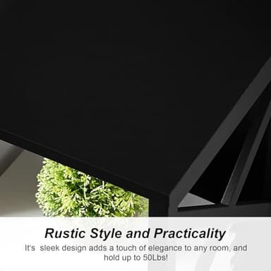 MNEETRUNG Small Bookshelf,3 Tier Industrial Bookcase with Metal Frame and Backboard,Low Black Book Shelf,Book case for Small Spaces,Living Room,Bedroom and Home Office - Image 6