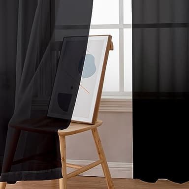 Simplebrand Black Sheer Curtains 90 Inches Long, Light Filtering Rod Pocket Solid Color Window Sheer Curtain Panels, Elegant Curtains & Drapes for Living Room, Bedroom 2 Panels (Black, 42" W x 90" L) - Image 3