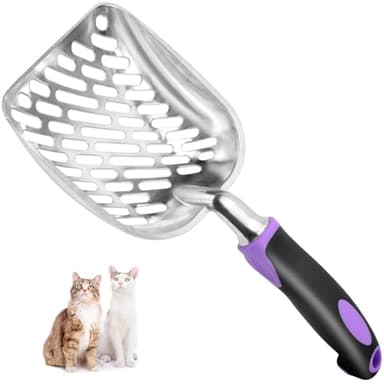 Apidgrowth Cat Litter Scoop-Metal Cat Scooper-Long Handle Scoop,Cat Scooper-Poop Sifting-Mesh Shovel-Suitable for Cat Litter Box (Purple) - Image 1