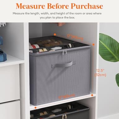 Lifewit Shoe Storage Organizer for Closet Fits 12-16 Pairs, Fabric Large Shoe Box Storage Containers with Clear Cover, Foldable Bins Fit for Boots Heels Sneakers 17"(L) x 17"(W) x 12.5"(H) 3 Pack Gray - Image 5