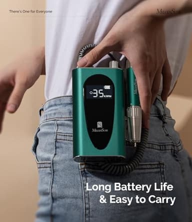 MelodySusie 35000RPM MM400C Nail Drill Professional, Rechargeable Cordless Nail File Portable Efile for Acrylic Gel Nails Remove, 8Pcs Nail Drill Bits, Low Noise Low Heat, Sparkle Plus, Green - Image 2