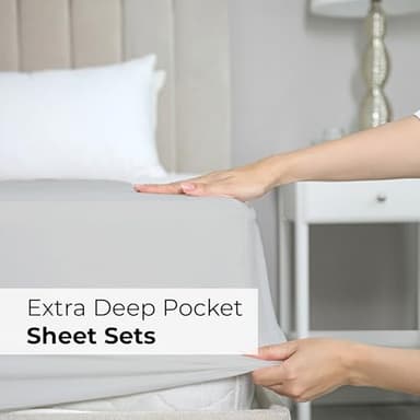 Extra Deep Cal King Sheet Set - 6 Piece Breathable & Cooling Sheets - Hotel Luxury Bedding Set 18-24 Inch Extra Deep Pockets - Easy Fit, Super Soft, Wrinkle Free & Comfy - French Grey, Cal King Size - Image 9
