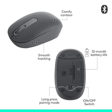 Logitech M196 Bluetooth Wireless Mouse, Compact and Portable Mouse for Laptops, Tablets and More, 12-Month Battery, Smooth Tracking, Compatible with PC and Mac, Windows and macOS - Graphite - Image 7