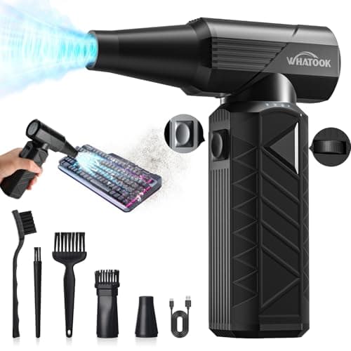 WHATOOK Compressed Air Duster: 180000RPM Air Blower with Stepless Speed Regulation Mode, Electric Air Duster with Brushless Motor, Air Duster for Keyboard, Computer, Car and Home Cleaning（Black） - Image 1