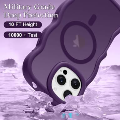 Pepmune for iPhone 16 Pro Max Case, Curly Wavy Frame Hard Translucent Matte Clear Back Cover for Women Men Compatible with Magsafe TPU Bumper Shockproof Phone Case for iPhone 16 Pro Max, Purple - Image 4