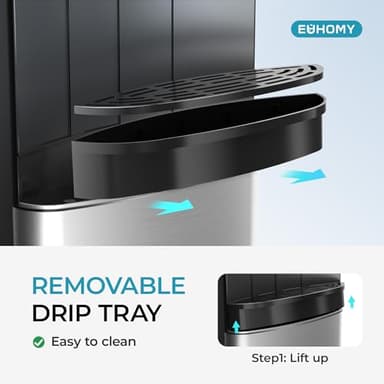 EUHOMY Bottom Loading Water Cooler Dispenser for 5 Gallon Bottle, 3 Temperature Settings – Cold, Warm & Hot, with Child Lock, LED Display Light, Water Cooler for Home, Office, Apartment, Black - Image 6