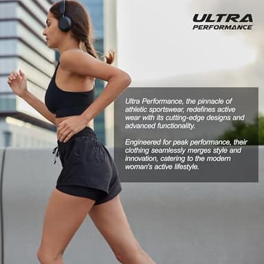 Ultra Performance Gym Shorts Women Pack of 2, Nylon Compression Workout Shorts Women with Liner, Medium Black, Navy - Image 7