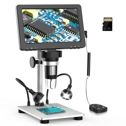 7" LCD Digital Microscope 1200X with Screen - 16MP Photo/1080P Video Coin Microscope for Full Coin View - Soldering Microscope for Adults with 10 LED Lights & 32GB Card,Windows/Mac OS Compatible - Image 1