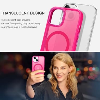 BENTOBEN for iPhone 15 Case, Magnetic iPhone15 Phone Case Compatible with MagSafe, Translucent Matte Magnetic Cover Shockproof Women Girl Protective Cute Case for iPhone 15 6.1", Hot Pink - Image 5