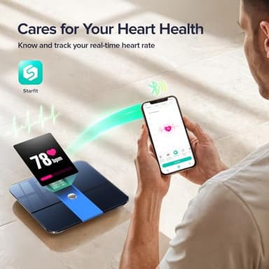 RunStar Smart Scale for Body Weight and Fat Percentage FSA&HSA Eligible, 3.5" TFT Color Display High Precision Digital Bathroom Scale BMI Heart Rate 22 Body Composition Analyzer Sync with Fitness App - Image 7