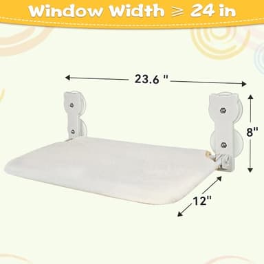 Peyela Cat Window Perch, Cat Window Hammock with Powerful Suction Cup,Sturdy Metal Frame Window Seat for Cats Kitty,Foldable Reversible Soft Furry Cover Cushion Bed - Image 2