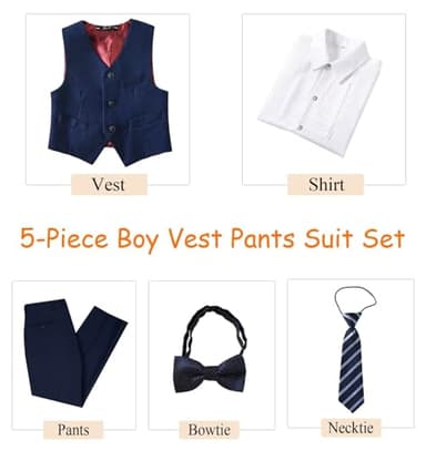 Boys Suit Size 10 Kids Navy Blue Suits for Boys Toddler Suit Set First Communion Suit Ring Bearer Christmas Outfit - Image 2