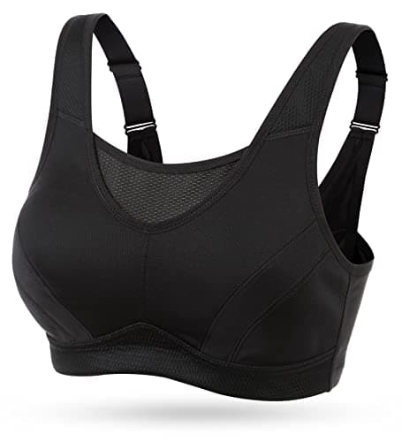 Wingslove Women's Full Coverage High Impact Wirefree Workout Non Padded Sports Bra Bounce Control (Black,36DDD) - Image 1