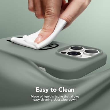 GONEZ for iPhone 14 Pro Case, Compatible with Magsafe, with Screen Protector + Camera Lens Protector, Soft Anti-Scratch Microfiber Lining, Shockproof Liquid Silicone Phone Cover, Calke Green - Image 9