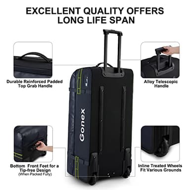 Gonex Rolling Duffle Bag with Wheels, 100L Water Repellent Large Wheeled Travel Duffel Luggage with Rollers 33 inch, Navy Blue - Image 5