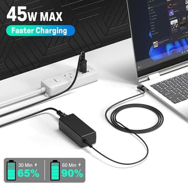 45W Charger Compatible with HP Laptop Charger, Blue Tip, Pavilion x360 11 13 15, Zbook 14u G4 G5 15u 15 G3, Notebook 15, Stream 13 11 14 AC Adapter with Power Cord - Image 8