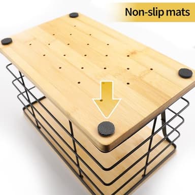 ALOCEO 2 Pack Large Garbage Bag Dispenser for 13/30/33 Gallon Bags, Potato and Onion Storage Baskets with Bamboo Lid, Stainless Steel Stackable Storage Bins for Kitchen Laundry Pantry Room - Image 7