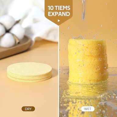 50-Count Compressed, GAINWELL Cellulose, 100% Natural Cosmetic Spa sponges for Facial Cleansing, Exfoliating Mask, Makeup Removal - Image 4