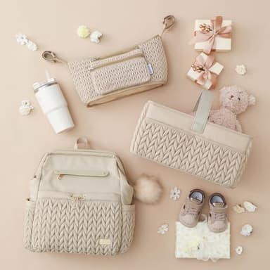 LUKJOJO Luxurious Baby Diaper Caddy, Nursery Storage Basket for Newborn Essentials, Travel Baby Basket for Diapers Baby Wipes, Organizer Tote Bag Storage Bin, Baby Shower Gifts(Beige) - Image 8