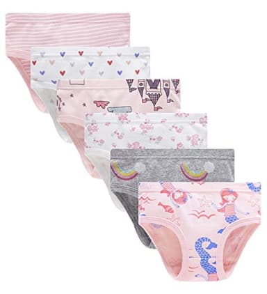Family Feeling Little Girls Underwears Toddler Soft 100% Cotton Panties Little Girls' Undies Assorted Underwear (Pack of 6) Size 3T 4T - Image 1