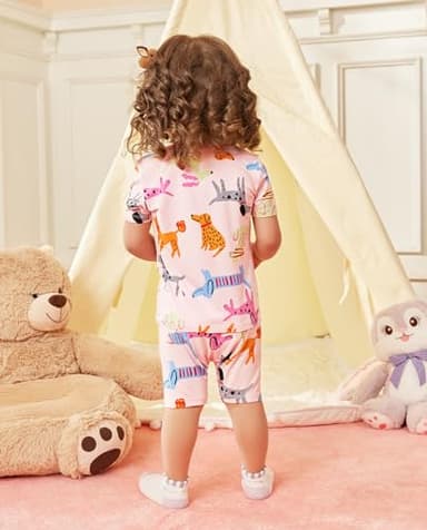 babee Reshinee Bamboo Viscose Toddler Girls Kids Short Sleeve Pajamas 2-3T Years Pink Summer Cool Soft 2pcs Set Pjs Pyjamas Jammies - Image 3