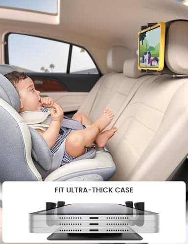 Lamicall Tablet Holder for Car Headrest - [Thick Case Friendly] [360° Rotation] Car Tablet Mount for Backseat, Road Trip Essentials for Kids, for iPad Pro, Air, Mini, Galaxy, Fire HD, 6.1-13" Tablets - Image 3