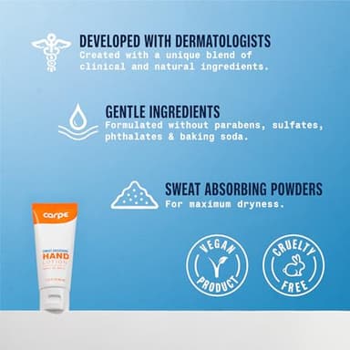 Carpe Sweat Absorbing Hand Lotion, A dermatologist-recommended smooth lotion that helps stop hand sweat, Great for hyperhidrosis (Original Eucalyptus) - Image 2