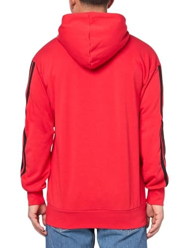 adidas Men's Tall Size Essentials 3-Stripes French Terry Hoodie, Pure Ruby/Black - Image 2