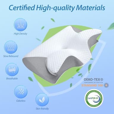HOMCA Memory Foam Cervical Pillow, 2 in 1 Ergonomic Contour Orthopedic Pillow for Neck Pain, Contoured Support Pillows for Side Back Stomach Sleepers - Image 5