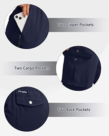 Soothfeel Women's Cargo Capris Pants with 6 Pockets Lightweight Quick Dry Travel Hiking Summer Pants for Women Casual (Navy, XXL) - Image 4