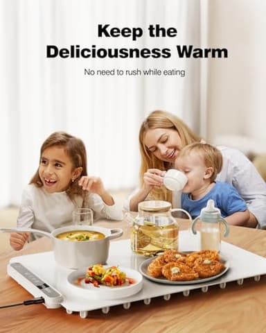 Food Warming Mat, iTRUSOU Electric Warming Tray Full Surface Heating to Keep Food Warm or Thawing, Versatile Food Warmer with 3 Temperature Setting for Parties Buffets Gatherings Holidays Daily Use - Image 6