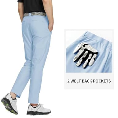 M MAELREG Mens Golf Pants Flat Front Waterproof Lightweight -30"/32"/34" Slim Fit Chino Casual Dress Pants for Men - Image 3