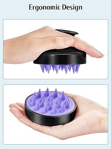 HEETA Scalp Massager Hair Growth 2-Pack, Soft Silicone Scalp Scrubber Shampoo Brush for Exfoliation Dandruff Removal Head Massage Stress Relax, Wet & Dry Use for Women Men Thick Thin Curly Hair Care - Image 2