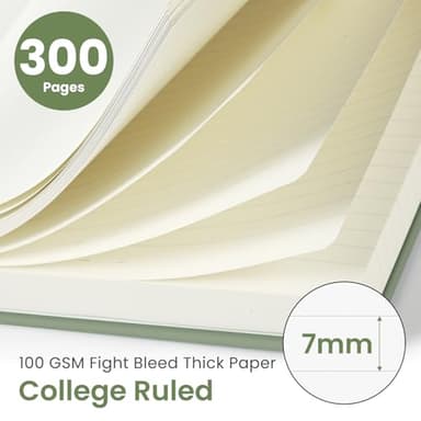 Lined Spiral Notebook Journal for Work, 300 Pages Thick B5 (7.1"x10") College Ruled Journal for Women & Writing, Hardcover Notebook for Note Taking, Perfect for Office Home School Supplies, Green - Image 2