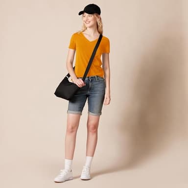 Amazon Essentials Women's Regular-Fit Short-Sleeve V-Neck T-Shirt, Pack of 2, Coral Orange/Golden Yellow, Small - Image 5