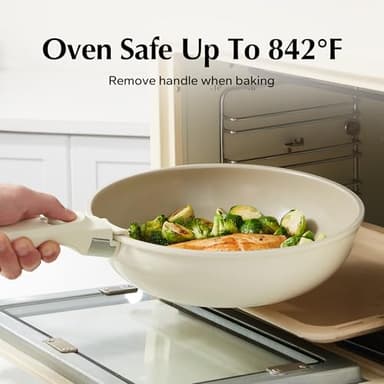 Redchef Pans and Pots Set Nonstick, Ceramic Cookware Set with Detachable Handles, Healthy,Non Toxic, Kitchen Cookware Sets16Pcs, Induction RV Kitchen Set, PFAS PFOA & PTFE Free, Beige White - Image 9