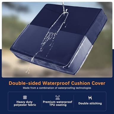 Favoyard Outdoor Seat Cushion Set 24 x 24 Inch Waterproof & Fade Resistant Patio Furniture Cushions with Removable Cover, Handle and Adjustable Straps for Chair Sofa Couch - Image 4