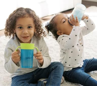 Dr. Brown's Milestones Straw to 360° Cup Set, Convertible Toddler Training Cup Set with Interchangeable Silicone Straw and 360 Degree Cup Lids, Blue Green, 10 oz/300 mL, BPA Free, 9m+, 2 Pack - Image 10