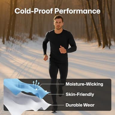WEERTI Thermal Underwear for Men Long Johns with Fleece Lined Base Layer Men Cold Weather Top Bottom Black - Image 5