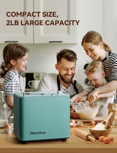Neretva Bread Maker, 20-IN-1 2LB Bread Machine Dual Heater Bread Maker Machine Automatic with Nonstick Ceramic Pan, 15H Timer & 1H Keep Warm Set, Low Noise, Stainless Steel Breadmaker Recipe-Green - Image 5