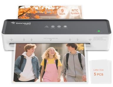 Bonsaii Laminator Machine with 5 Laminating Sheets, 9 Inch Thermal Laminating Machine for Doc/Posters/Photos, Compact Laminator for Home Office School, L421-Grey - Image 1