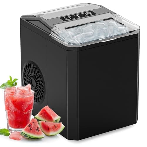 Sweetcrispy Countertop Ice Maker, Portable Ice Machine Self-Cleaning, 9 Cubes in 6 Mins, 26 lbs/24Hrs, 2 Sizes of Bullet Ice for Home Party Office, Black - Image 1