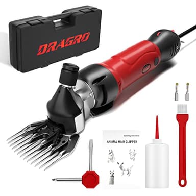 Dragro 2025 Upgraded Sheep Shears 500W, Professional Electric Sheep Clippers, Farm Livestock Grooming Kit, 6 Speed Heavy Duty Electric Shears for Sheep Alpacas Goats Thick Coat Animals - Image 1
