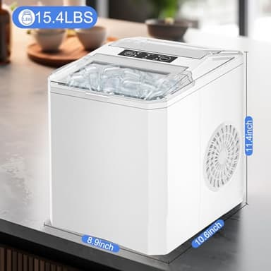 SMUG Ice Makers Countertop with Handle, Portable Ice Machine, 9 Bullet Ice Cubes in 6 Mins, 26lbs in 24Hrs, Auto-Cleaning, with Basket and Scoop, for Home, Kitchen, RV, Camping, White - Image 8