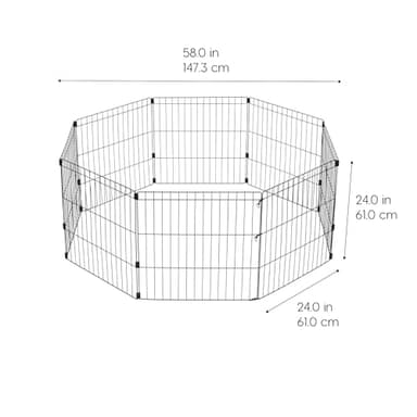 IRIS USA 24" 8-Panel Metal Pet Dog Puppy Playpen, Indoor/Outdoor Dog Fence, 58 x 58 x 24, Foldable, Customizable, Black - Image 2