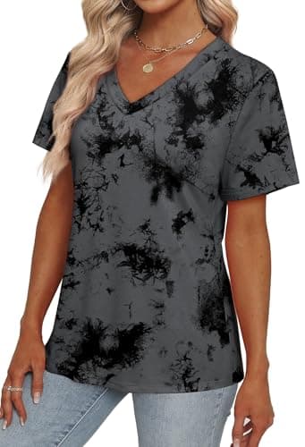 Alaroo Plus Size Tops for Women Short Sleeve Boho Tops V Neck Summer Clothes for Women 2025 Print 05 3XL - Image 3