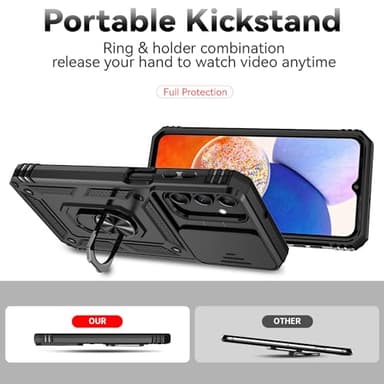 for Samsung Galaxy A15 5G Case with Slide Camera Cover HD Screen Protector [Military Grade 16ft. Drop Tested] Magnetic Ring Holder Kickstand Protective Phone Case for Galaxy A15 5G 2024, Black - Image 6