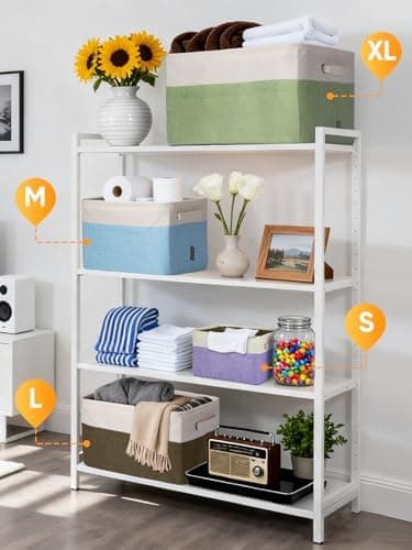 BALEINE 3 Pack Fabric Storage Bins for Shelves, Linen Storage Baskets for Organizing, Decorative Closet Bins for Clothes, Home (Grey, 15"x11"x9.5" - Image 5